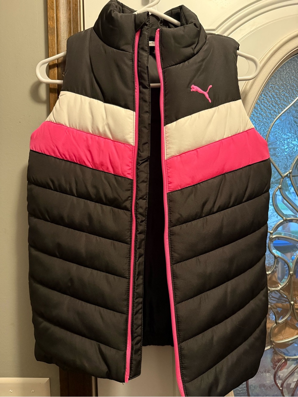 Puma Black Quilted Jacket with White Logo Tag